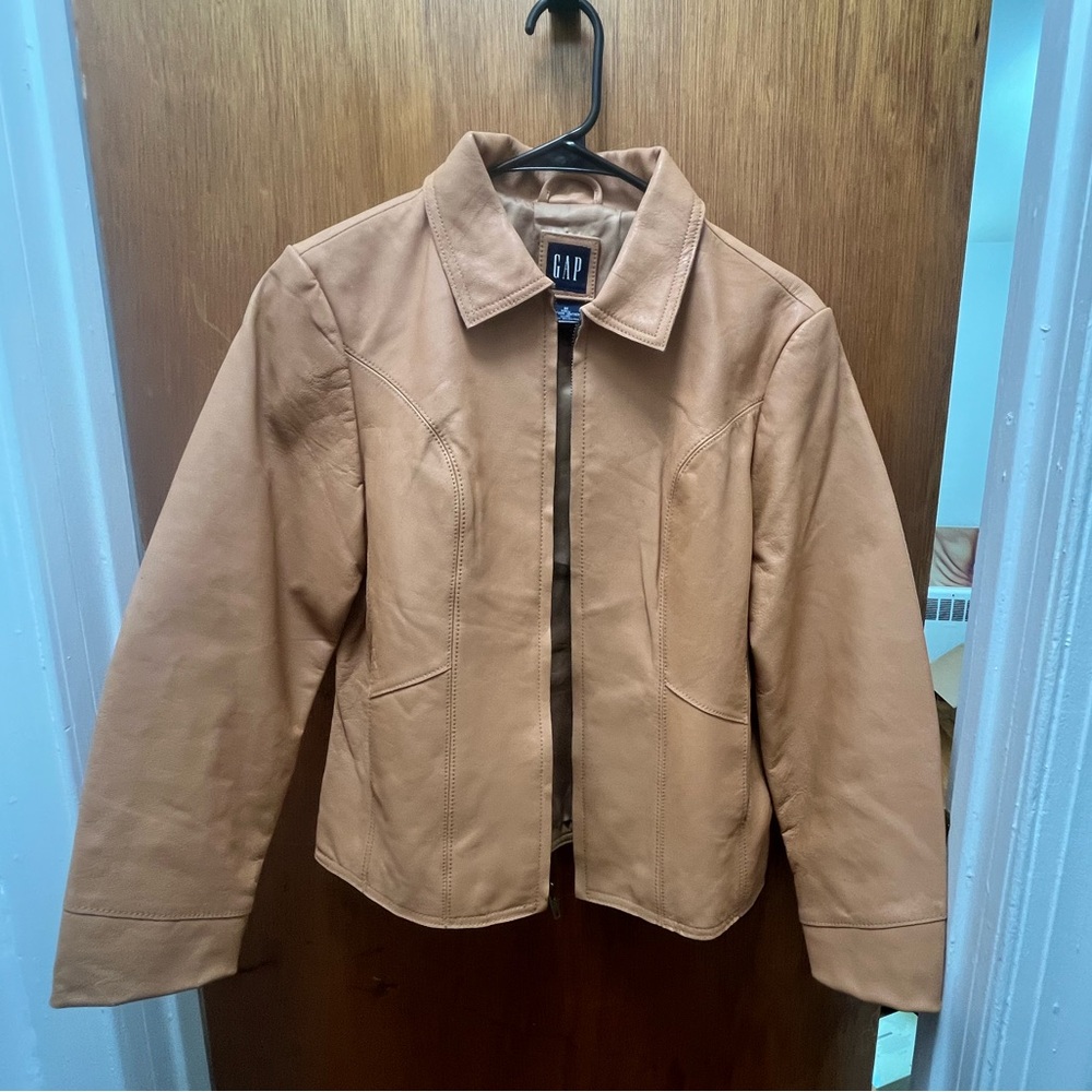 GAP Women's Tan Leather Vintage Classic Jacket